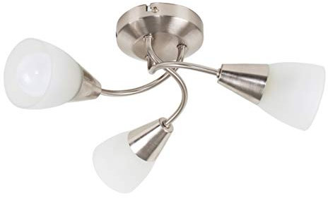 MiniSun | Modern 3 Way Brushed Chrome Ceiling Light Fitting with Frosted Glass Shades | Pendant Lights, Home Décor & Improvement Essential | Includes 4W LED Bulbs [3000K Warm White]