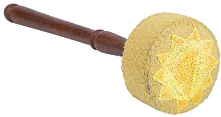 Bâton de maillet, tambour fait main en bois dur tambour feutre de laine tambour bâton de percussion maillet pour bouddhisme tibétain bol chantant 28x7cm/11.0x2.7in[Jaune]Maillets et mailloches