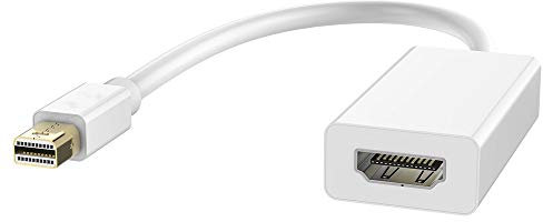 MMOBIEL Mini DisplayPort Thunderbolt to HDMI Adapter Compatible with MacBook Pro, MacBook Air, Mac Mini, Microsoft Surface Pro 3/4 and more- Mini DP to HDMI Converter - Gold-Plated Thunderbolt - White