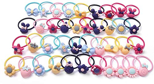 MOSELLE | Haargummi Set,Bunte und Rosa Haarbänder für Kinder, Mädchen Accessoire, Pferdeschwanz, Schleifen, Styling | 40 Stück (Bunte)
