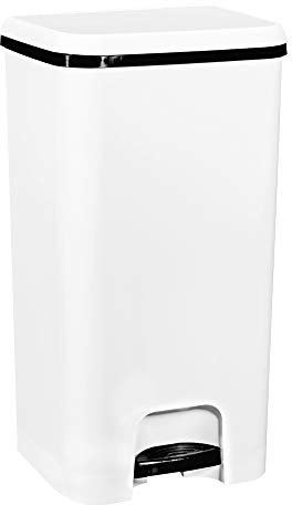 COM-FORT HOUSE | Cubo de Basura con Pedal | Capacidad de 37 litros | Cubo Reciclaje | Color Blanco | Cubo de Basura Orgánico Cocina | 1 unidad | Piezas Extraíbles | Limpieza Fácil |