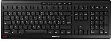 CHERRY STREAM KEYBOARD WIRELESS, Teclado Inalámbrico, Distribución de Teclado Francés (AZERTY), Radiofrecuencia de 2,4 GHz, Teclas Silenciosas, Diseño Plano, Funciona con Pilas, Negro