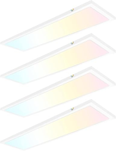 hykolity 1x4 FT LED Flat Panel Light,4800lm 48W Dimmable Edge-Lit Ceiling Lighting Fixture. 3000K/4000K/5000K Built-in Driver Surface Flush Mount Lights for Kitchen Garage,4 Pack