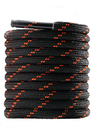 CCSOFTIME Lacets Chaussures Ronds pour Bottes Renforcés et Résistants Ø4mm Bicolores Lacets Ronds pour Chaussures de Randonnée de Sécurité de Travail de Marche de Baskets,Noir/Marron,110cm