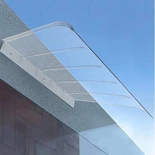Auvent de Porte et Fenêtres,Marquise Solaire Abri Banne Entrée Protection,Marquise de Porte d’Entrée,Feuilles Solides en Polycarbonate Transparent,Protection UV Pluie Neige (50x90cm/20 x35)