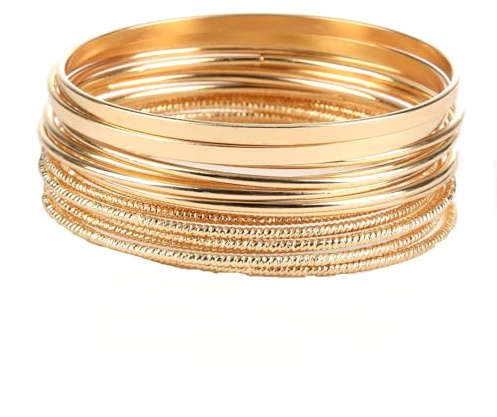 IBEIKE 14PCS Gold Bangle for Women, Stacking Layered Indian Bangles Boho Bracelets, Indian Jewellery Set for Bridal Wedding Party Jewelry Collection