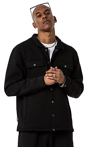 Redbridge Premium Hemdjacke mit Druckknöpfen Lässige Übergangsjacke im Hemd-Stil für Alltag und Freizeit Schwarz M