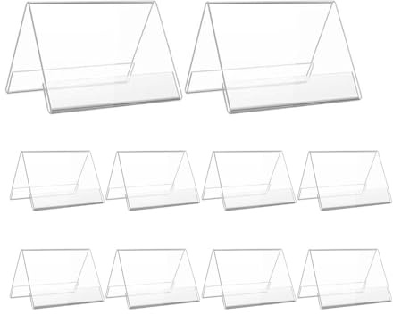 Changyeah Placa de Identificación de Mesa de Acrílico - 10 Piezas Soporte de Sobremesa 15x10cm, Portaetiquetas y Expositor Transparente para Alertas, Señalización y Organización en Oficina