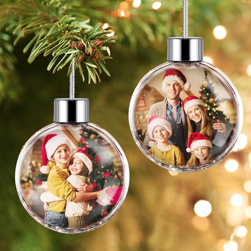 Bemaystar Personalised Photo Christmas Bauble - Custom Double-Sided Picture Ornament 2023, for Trees, Decor, Xmas Gifts for Mom Dad Pets Kids Friends