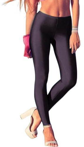 ORANDESIGNE Leggings Sportivi da Donna Lucidi Metallizzati Luminosi Pantaloni a Matita Pantaloni Fitness A Nero S
