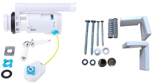 VeeBath Pro Lever Operated Dual Flush Valve Overflow 2 Piece Toilet Cistern WRAS Approved & Essentials Angled Floor WC Toilet Pan/Bidet Fixing Bathroom Fitting Kit