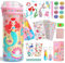 AYIQUTY Decorate Your Own Water Bottle Kits for Girls, Mermaid DIY Toys Painting with Diamond Art Stickers for 3-12 Years Old, Fun Arts & Crafts Gifts Toys for Girls Birthday Christmas Aged 5 6 7 8 9