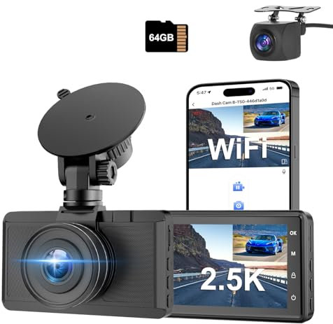 Dash Cam Front and Rear Camera, CHORTAU 3Inch Screen WiFi Dash cam, Upgraded 4K+1080P Dash Camera for Cars, Dashboard Camera with Free 64GB Card, Type-C Port, Parking Monitor, Super Night Vision