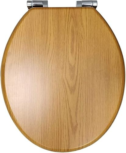 Marco Paul - Asiento de inodoro de 18 pulgadas de pino oscuro de ajuste universal, asiento de inodoro de madera MDF resistente con bisagras, asientos de repuesto extraíbles de madera ovalada de pino