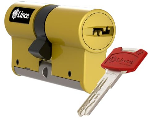 Cilindro de alta seguridad LINCE C7 L30+30, triple bloqueo patentado, anti-golpes, anti-rotura, función desbloqueable (antipánico), 5 llaves reversibles, certificado EN 1303:2016.