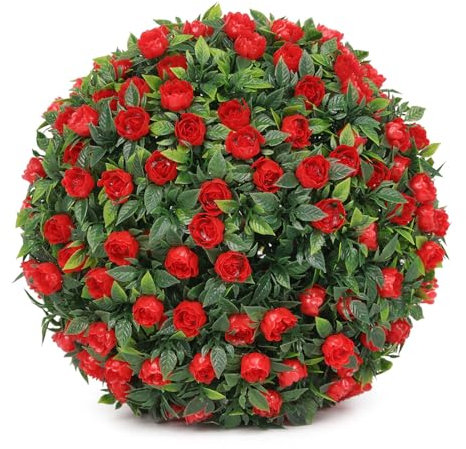 RUANLOV Buchsbaumkugeln KüNstlich, Naturgetreue Kunstpflanze Buchsbaumkugel, Wetterfeste Buchsbaumkugel für Hochzeit, Robuste KugelföRmige Gartenpflanzen, Moderne Gartendekoration (E 40cm/15.7in)