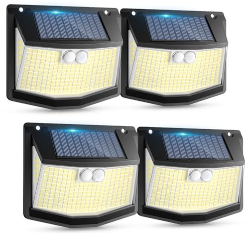 Lampe Solaire Exterieur Détecteur Mouvement: 248 LED Lumiere Solaire Extérieur avec Détecteur de Mouvement 3 Modes 270° Eclairage IP65 Etanche Spot Exterieur Mural Applique pour Jardin Garage Lot de 4