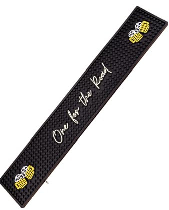 Bar Buddy Tapis de bar en caoutchouc | 60 cm x 10 cm x 1 cm | Tapis de comptoir de qualité supérieure pour verrerie | Maison Bar Man Cave | PVC noir antidérapant | Bière et cocktails | One For The