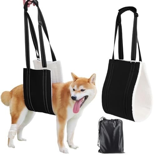 HSUYUN Aide au transport pour chien, sangle de transport réglable, aide à l'escalier pour chiens M, matériau souple, pour soutenir les chiens handicapés et âgés