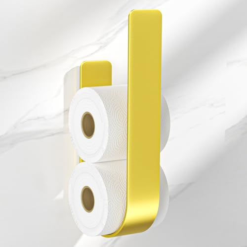 Porta Carta Igienica, Portarotoli Carta Igienica Scorta, Portarotolo Carta Igienica per 3 Rotoli, Portacartaigienica Bagno Adesivo da Parete, Oro