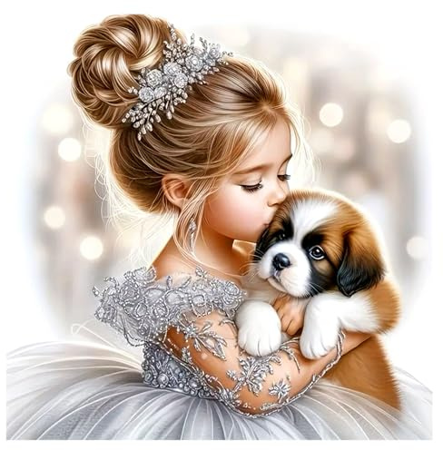 FHBUBPUP Dog Diamond Art Kits for Adults - 5D Diamond Painting Kits for Adults - DIY Full Drill Round Diamond Dot Gem Art, Craft Gift Suitable for Home Wall Decoration 12×12Inch