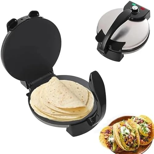 Máquina Eléctrica Para Hacer Chapatis De 1200 W, Antiadherente, Para Panqueques Y Pan Plano, Con Calentamiento Por Ambos Lados Y Temperatura Ajustable Para Tortillas Y Pizzas.