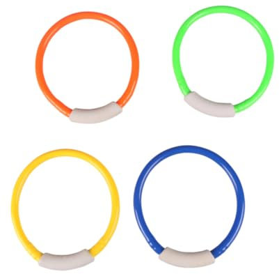Toyvian 4 pièces Anneaux de Plongée Colorés pour Piscine Jouets Entraînement Plongée Accessoires sous-Marins pour Garçon Fille Anneaux de Natation Ludiques et Durables