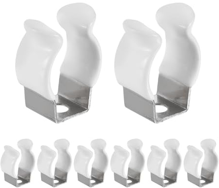 QUARKZMAN 8Pcs Soporte De Clip En U T5, Clip De Tubo Fluorescente LED De Acero Inoxidable 304, Abrazaderas De Soporte Para Lámparas Montaje De 10 Mm 3/8, 24 Mm De Altura, Blanco