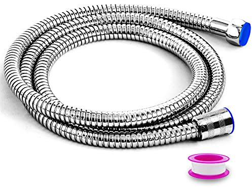 CZ Store Tubo Flessibile Doccia - ✮✮GARANZIA A VITA✮✮ - Flessibile di 1,5 m in Acciaio Inox per Doccia, Bidet, Lavandino, Lavatrice - Anti-Piega, Connettori Universali 1/2 in Ottone, Cromato