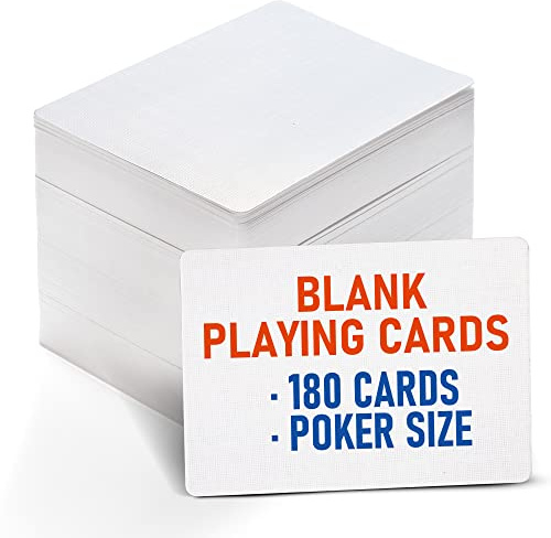 LotFancy Blank Playing Cards, 180PCS White Blank Index Flash Cards to Write on, Printable, Study Learning Cards, DIY Gift Card, Game Cards, Matte Finish, Poker Size, 2.5 x 3.5