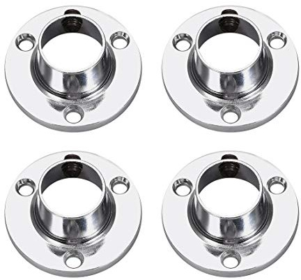 sourcing map Soporte de Barra de Armario, 4 Soportes para Barra con Brida, Soportes de Enchufe para Tubería, 16mm de Diámetro, Soporte para Barra de Cortina para Baño Armario