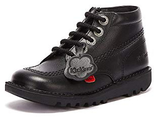 Kickers Kick Hi Zip Patent Junior Black Boots-UK 1 / EU 33