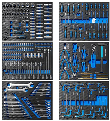 JOMAFA - Edicion Carbono - Conjunto De Módulos De Herramientas Eva con Terminación En Carbono para Carro Azul, 6 MODULOS