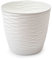 Tradineur - Maceta Redonda con Plato - Diseño Wind (Ø 23 cm) - Fabricado en plástico - Ideal parajardín Exterior, terraza o balcón - Color Blanco Roto