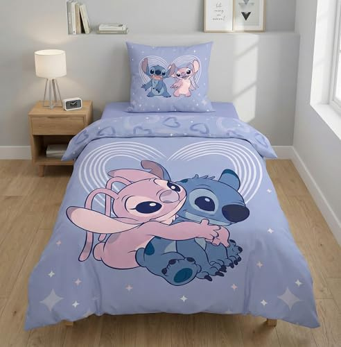 Stitch y Angel Funda Nórdica Cama 90 140x200 + Funda Polialgodón