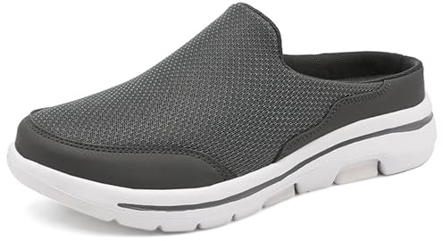 SMajong Slip on mules dam herr trädgård träskor bekväma andningsbara nättofflor damer strandsandaler rygglösa skor inomhus utomhus, A-mörkgrått, 46 EU