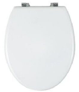 Plastic Slow Soft Close Toilet Seat Anti Bacterial Strong Hinges White & Grey Bathroom WC Oval Toilet Seats (White Plastic)