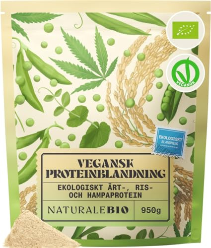 NaturaleBio Veganskt Proteinpulver 950g. Vegan, Ekologisk, Mjölkfri | Utan Soja och Gluten. Komplett Aminosyraprofil. Stödjer Muskeluppbyggnad, Återhämtning och Hjärthälsa