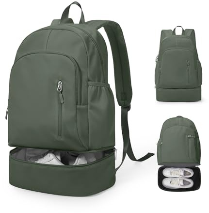 VENATIN Sac a dos Sport Pour Femme Sac à dos Imperméable Avec Compartiment à Chaussures Sacs à dos Loisir Le Sport pour Le Aptitude Voyage Nager Randonnée Multifonction Homme,Vert