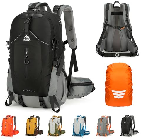 Geila Mochila de senderismo de 40 L, mochila impermeable para acampar al aire libre, senderismo, ciclismo, senderismo, 40l-negro, L