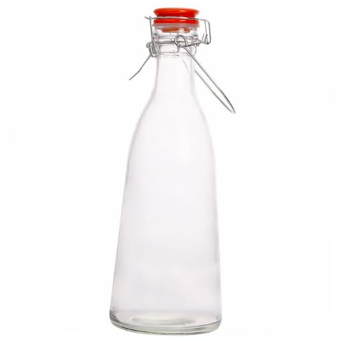 SOIMISS Botella de Vidrio Hermética con Tapa de Cierre Rápido Botella de Almacenamiento de Alimentos para Fermentación y Bebidas Uso Multifuncional para Agua Vino y Jugos
