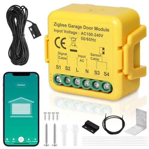 Abridor de puerta de garaje inteligente Zigbee, apertura puerta garaje vía Tuya & Smart Life App, abrir puerta garaje con el movil compatible con Alexa y Google Assistant, fácil de instalar