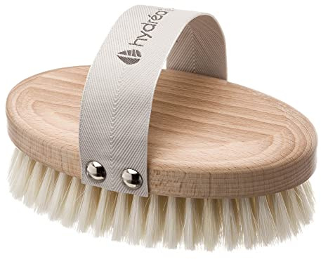 Hydréa London Spazzola per il corpo professionale per pelli secche. Setola Naturale. Legno di faggio certificato FSC®. Esfolia la pelle morta + aiuta il drenaggio linfatico per una pelle radiosa.