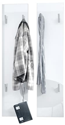 Vladon Wandpaneel 120, Made in Germany, Garderobenpaneel bestehend aus 2 Paneelen, Weiß Hochglanz (je 28 x 120 x 2 cm)