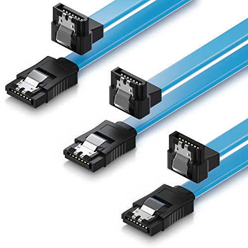 deleyCON 3x 50cm SATA III Kabel S-ATA 3 Datenkabel für SSD HDD Festplatte 6 GBit/s Verbindungskabel Anschlusskabel - 1x Gerade 1x 90° L-Type Stecker - Blau
