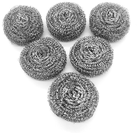 KTOJOY 6 Pack Stainless Steel Wool Scrubber, Scrubbing Scouring Pad, Steel Wool Scrubber for Kitchens, Bathroom and More