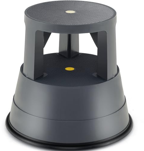 Giantex Rolling Step Stool, Library Stool w/Non-Slip Platform, Thick Rubber Ring, Outdoor Indoor Portable Round Step Stools with Wheels for Adults, Seniors, Kids, Max Load 330 lbs