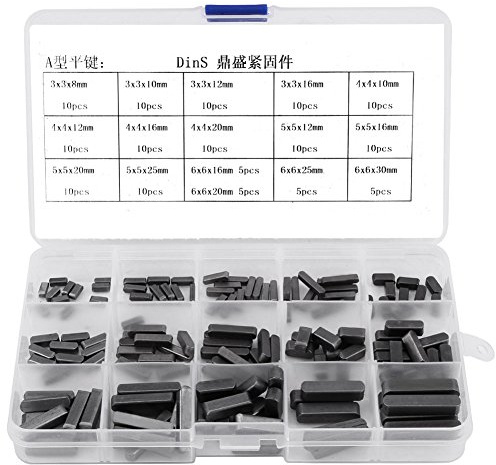 Hilitand Round Ended Feather Key Set, 8mm-30mm Stainless Steel Key Stock Assortment Parallel Drive Shaft Keys Set, Pack of 140pcs