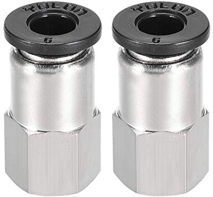 sourcing map Pression Connexion Tube Raccord Adaptateur 6mm Tube Diamètre Interne x 1/4 PT Femelle Droit Pneumatique Connexion Tuyau Raccord 2pcs