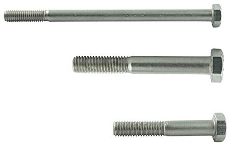 M16 x 200 mm (5 unidades) Tornillos hexagonales con vástago - Acero inoxidable VA A2 V2A - Tornillos de máquina - Tornillos roscados inoxidables - DIN 931 - ISO 4014 | AGBERG